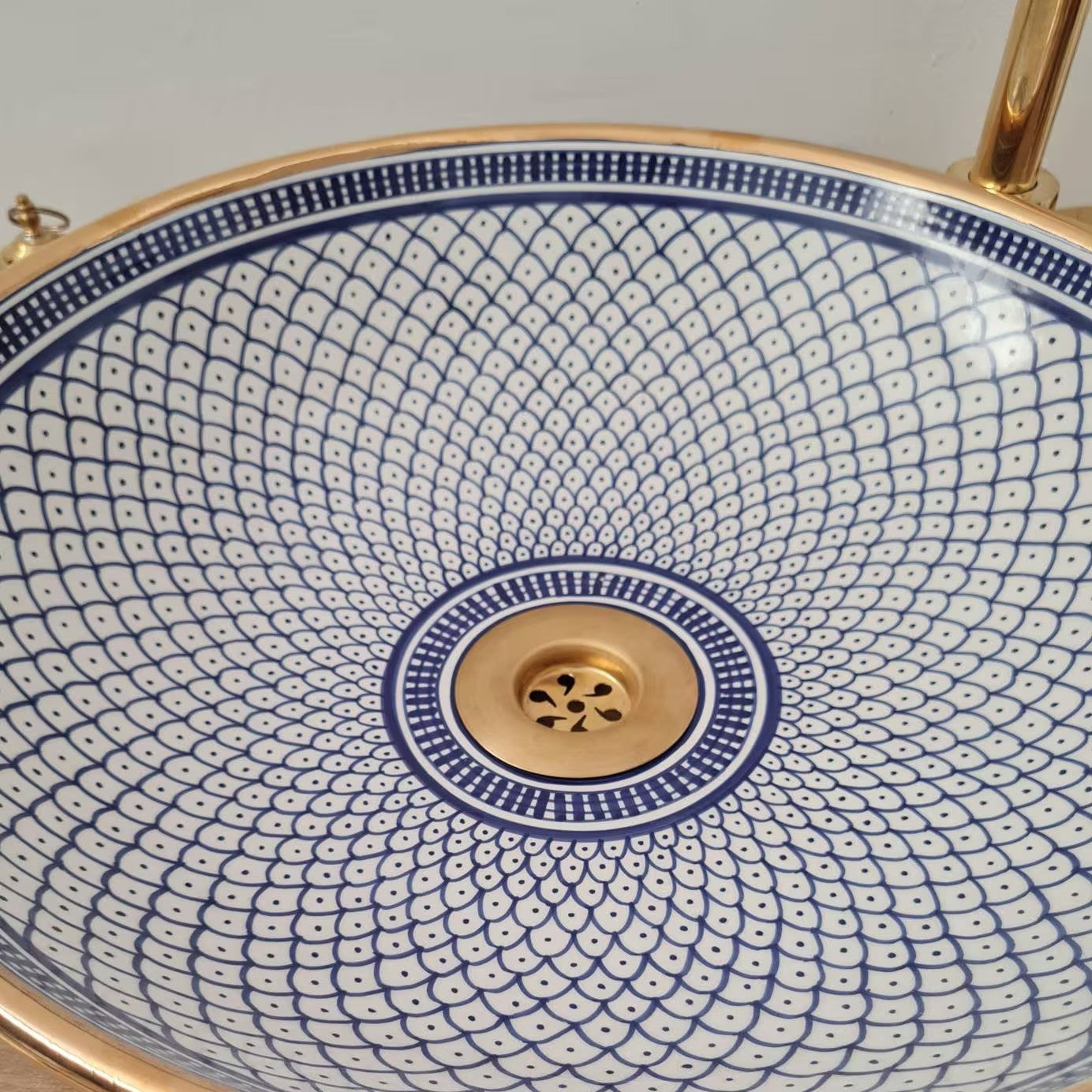 14K Carat Gold contour bathroom sink | Hand painted ceramic sink #77