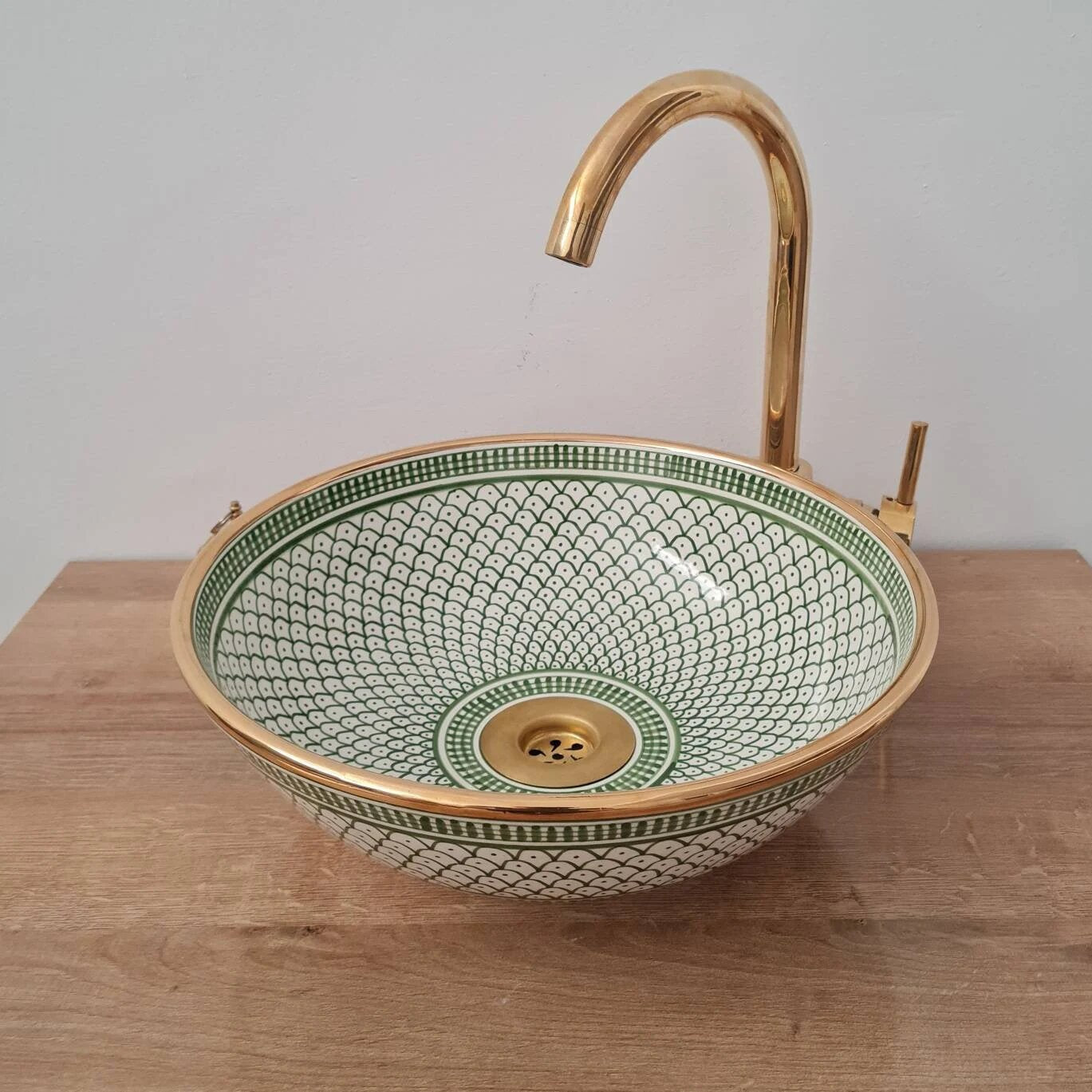 14K Carat Gold contour bathroom sink | Hand painted ceramic sink | Bathroom sink #20