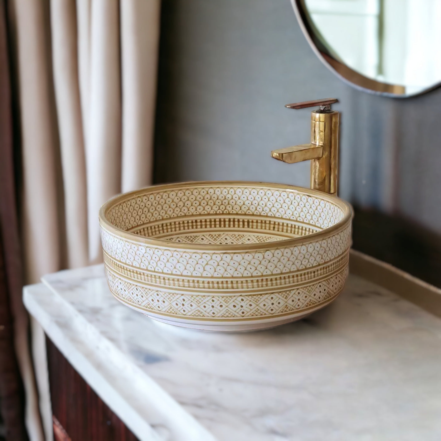 Bathroom sink | Zellige style ceramic bathroom sink #120