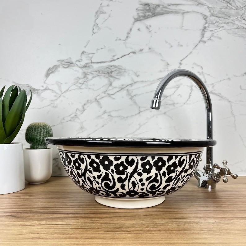 Vasque élégante pour salle de bain | Lavabo en céramique style orientale | moroccan sink #185JD