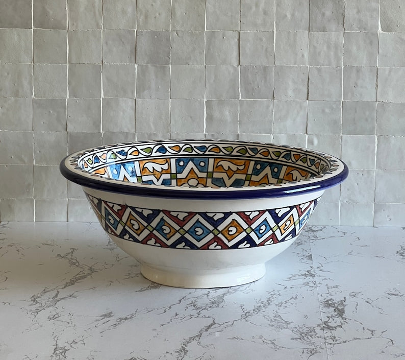 Vasque Marocaine en céramique pour une salle de bain élégante  | colorful sink bowl #49