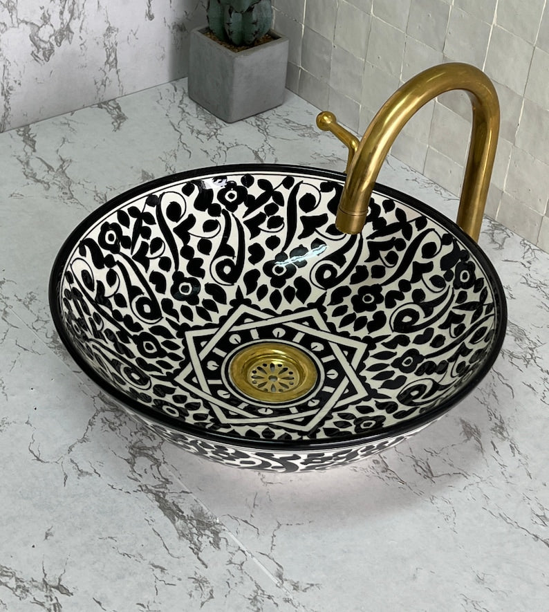 Vasque Marocaine en Céramique pour une Salle de Bain Élégante - Unique sink bowl #51