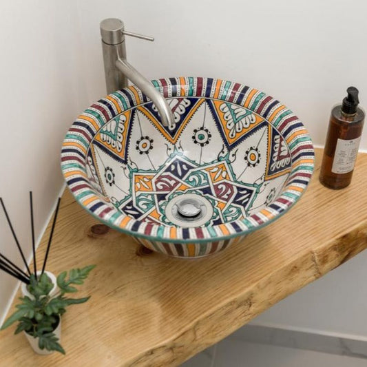 Vasque Marocaine en céramique fait main - Vasque artisanale - vasque à poser- moroccan sink bowl #31