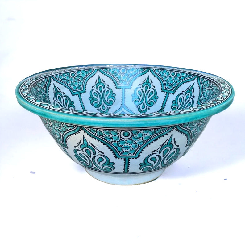 Vasque marocaine en céramique peintes à la main - Vasque vert - vasque à poser - évier - moroccan sink bowl #203