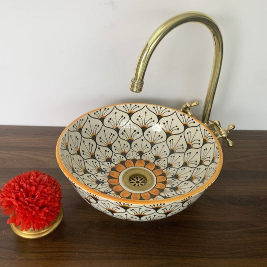 Handmade Moroccan ceramic sink - Bathroom sink - Moroccan washbasin - Moroccan sink bowl