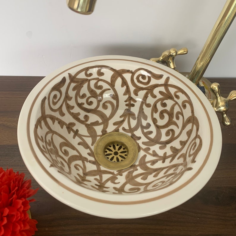 Bathroom sink | Zellige style ceramic bathroom sink #183A