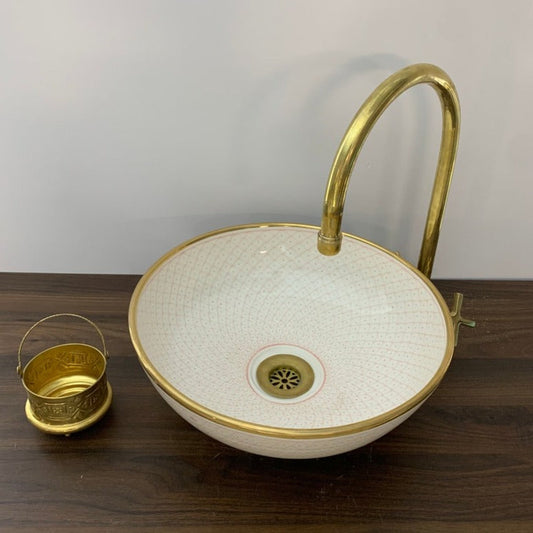 14K Carat Gold contour bathroom sink | Hand painted ceramic sink | Bathroom sink #20E