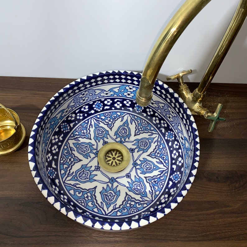 Sink - Moroccan ceramic sink for bathroom - Moroccan ceramic sink #6A