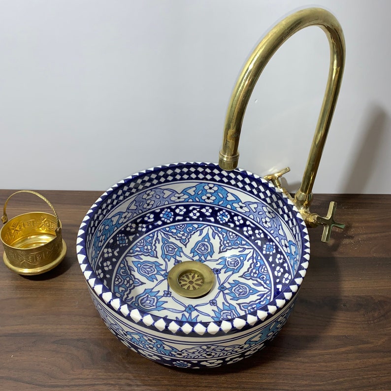 Sink - Moroccan ceramic sink for bathroom - Moroccan ceramic sink #6A