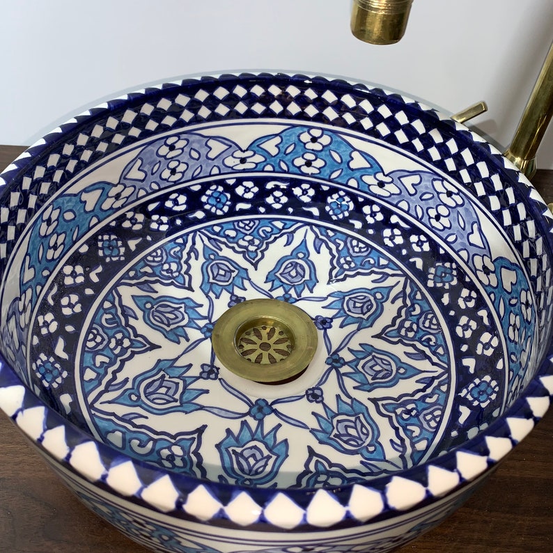 Sink - Moroccan ceramic sink for bathroom - Moroccan ceramic sink #6A