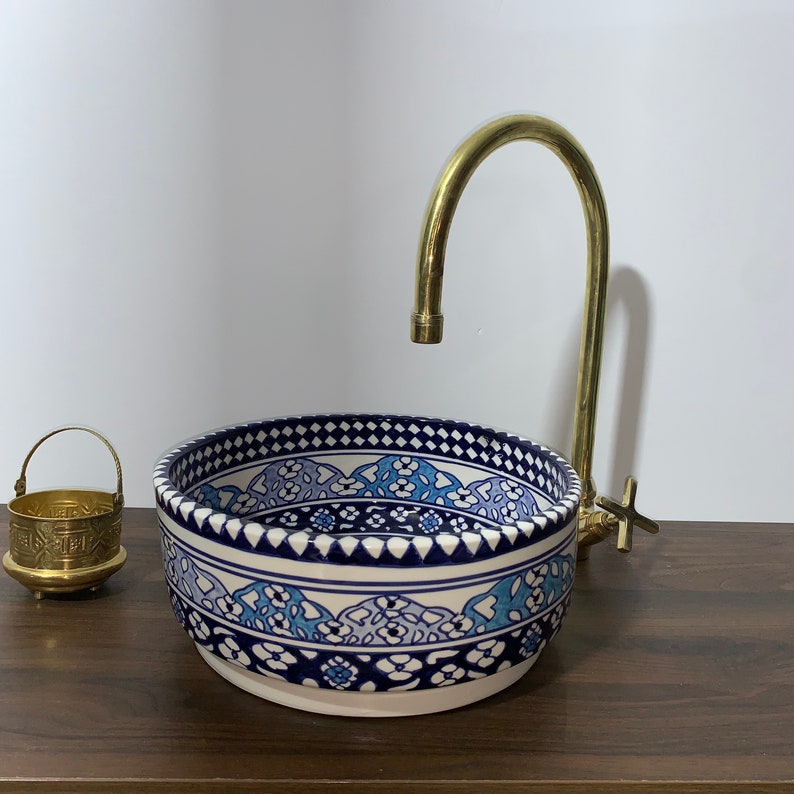 Sink - Moroccan ceramic sink for bathroom - Moroccan ceramic sink #6A