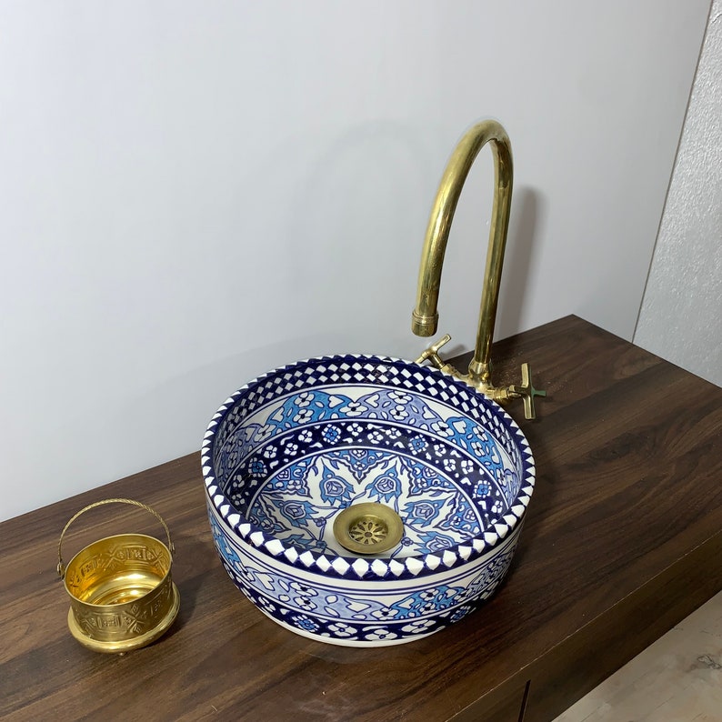 Sink - Moroccan ceramic sink for bathroom - Moroccan ceramic sink #6A