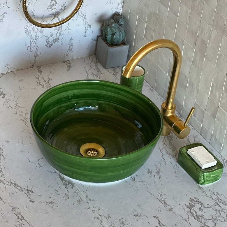 Vasque Marocaine en Céramique pour une Salle de Bain Élégante | Green sink bowl #46