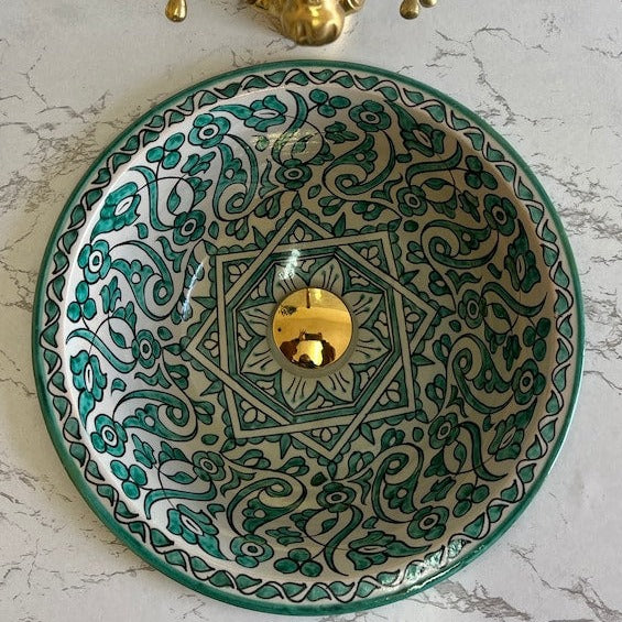 Vasque Marocaine en céramique pour une salle de bain  | Green sink bowl #50