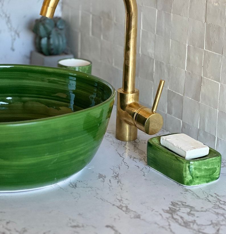 Vasque Marocaine en Céramique pour une Salle de Bain Élégante | Green sink bowl #46