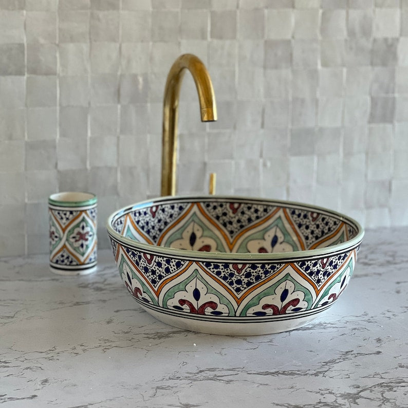 Vasque Marocaine en céramique pour une salle de bain élégante - Unique sink bowl #54