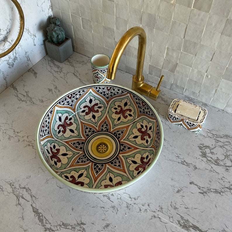 Vasque Marocaine en céramique pour une salle de bain élégante - Unique sink bowl #54