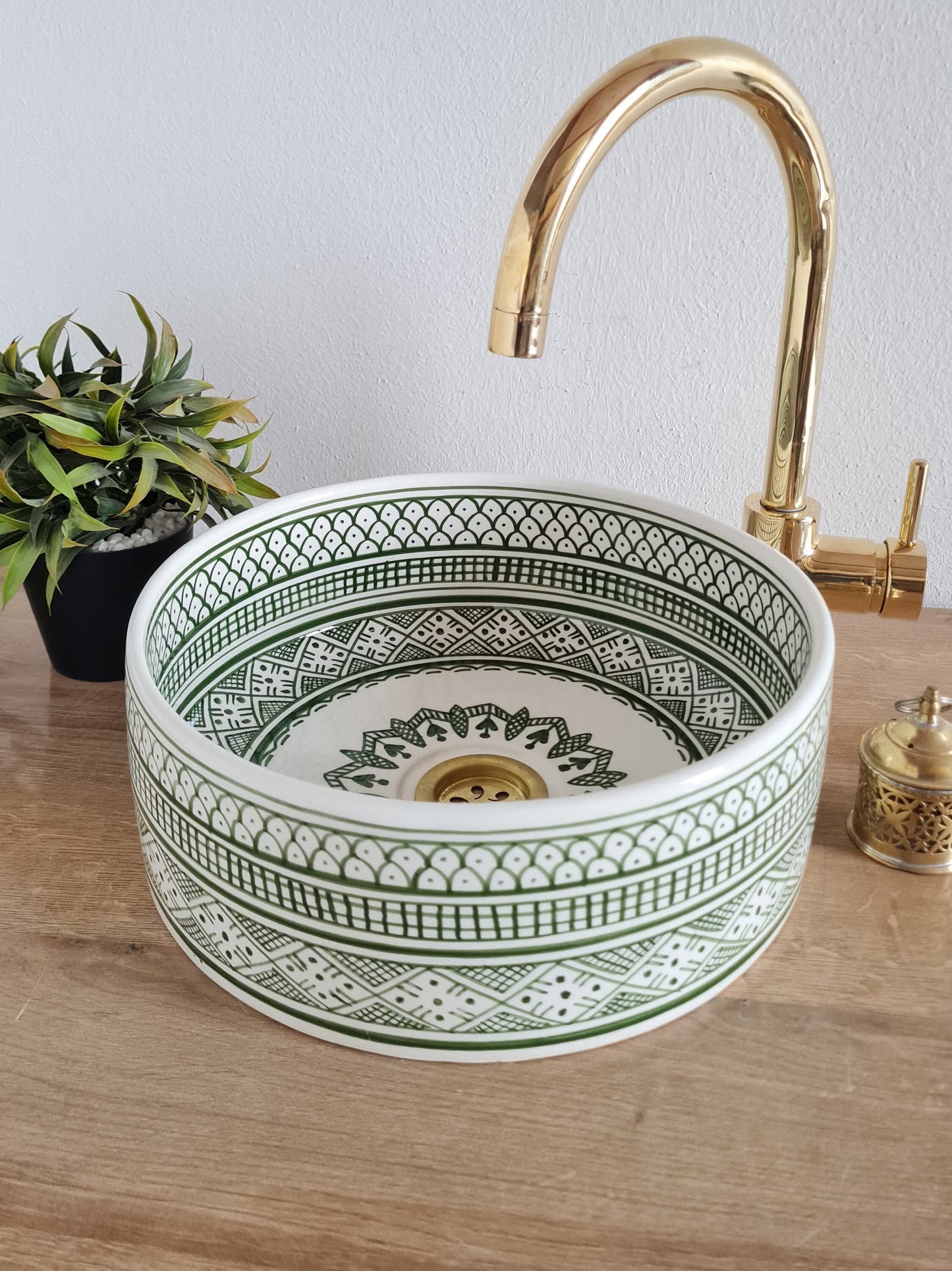 Vasque verte élégant pour salle de bain | Lavabo Marocain | Évier marocain | Green bathroom sink bowl #227