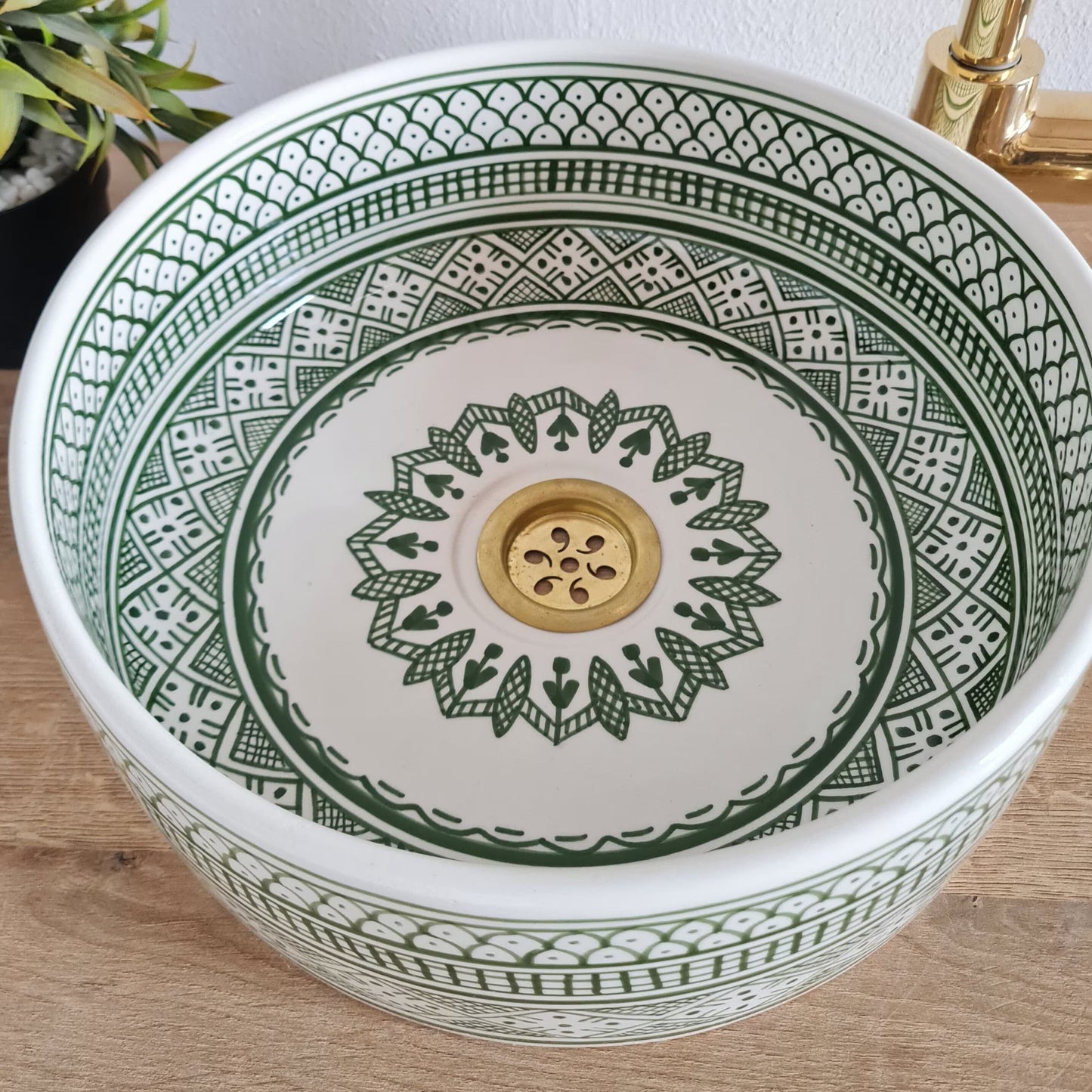 Vasque verte élégant pour salle de bain | Lavabo Marocain | Évier marocain | Green bathroom sink bowl #227