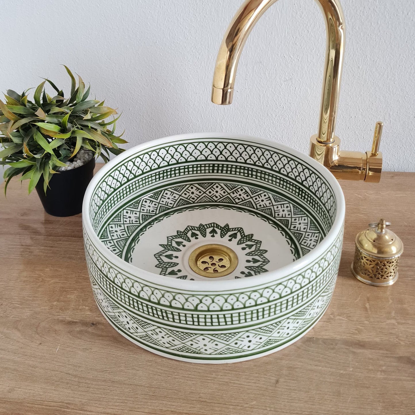 Vasque verte élégant pour salle de bain | Lavabo Marocain | Évier marocain | Green bathroom sink bowl #227