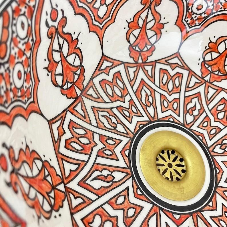 Hand-painted Moroccan sink - Moroccan sink - Orange sink - Moroccan sink bowl #221